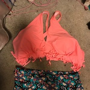 Blue and coral bathing suit plus size